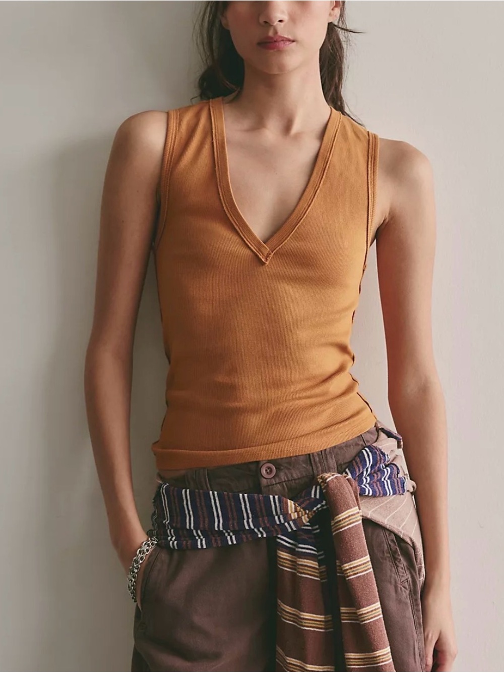 We The Free Neria V-Neck Tank Top- Bronzer